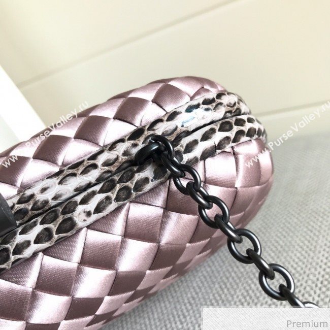 Bottega Veneta Silk Chain Knot Intreccio Impero Clutch Light Purple 2019 (MISU-9032731)