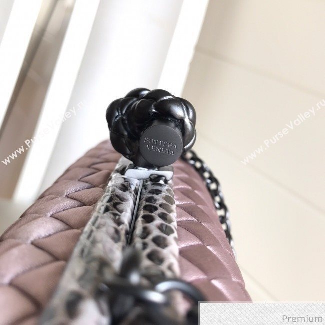 Bottega Veneta Silk Chain Knot Intreccio Impero Clutch Light Purple 2019 (MISU-9032731)