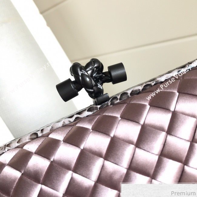 Bottega Veneta Silk Chain Knot Intreccio Impero Clutch Light Purple 2019 (MISU-9032731)