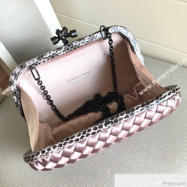 Bottega Veneta Silk Chain Knot Intreccio Impero Clutch Light Purple 2019 (MISU-9032731)