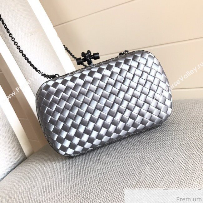Bottega Veneta Silk Chain Knot Intreccio Impero Clutch Silver 2019 (MISU-9032732)
