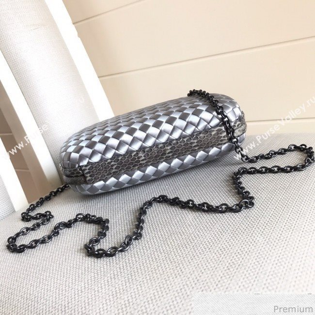 Bottega Veneta Silk Chain Knot Intreccio Impero Clutch Silver 2019 (MISU-9032732)
