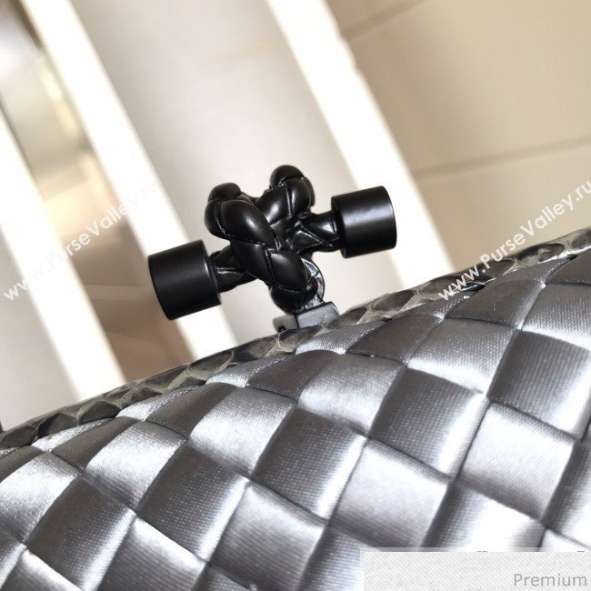 Bottega Veneta Silk Chain Knot Intreccio Impero Clutch Silver 2019 (MISU-9032732)