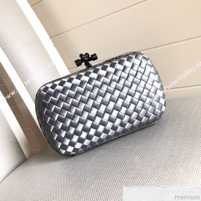 Bottega Veneta Silk Chain Knot Intreccio Impero Clutch Silver 2019 (MISU-9032732)