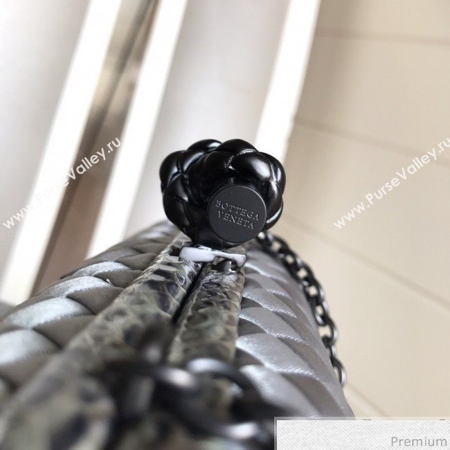 Bottega Veneta Silk Chain Knot Intreccio Impero Clutch Silver 2019 (MISU-9032732)