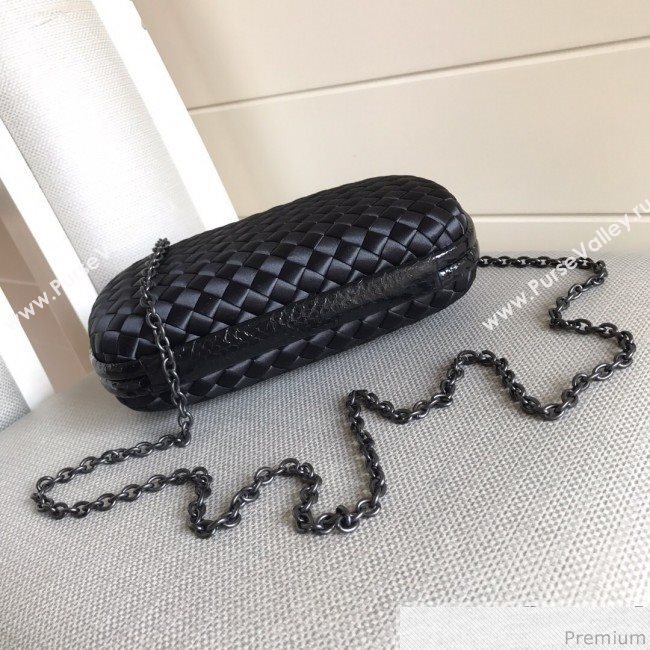 Bottega Veneta Silk Chain Knot Intreccio Impero Clutch Black 2019 (MISU-9032733)