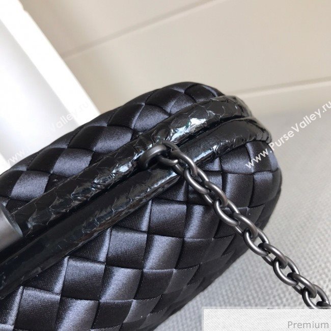 Bottega Veneta Silk Chain Knot Intreccio Impero Clutch Black 2019 (MISU-9032733)