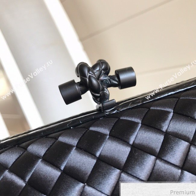 Bottega Veneta Silk Chain Knot Intreccio Impero Clutch Black 2019 (MISU-9032733)