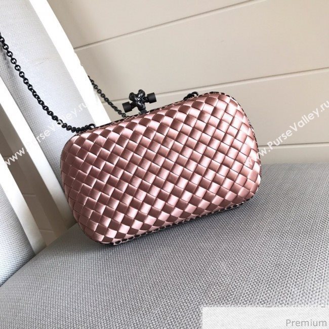 Bottega Veneta Silk Chain Knot Intreccio Impero Clutch Pink 2019 (MISU-9032734)