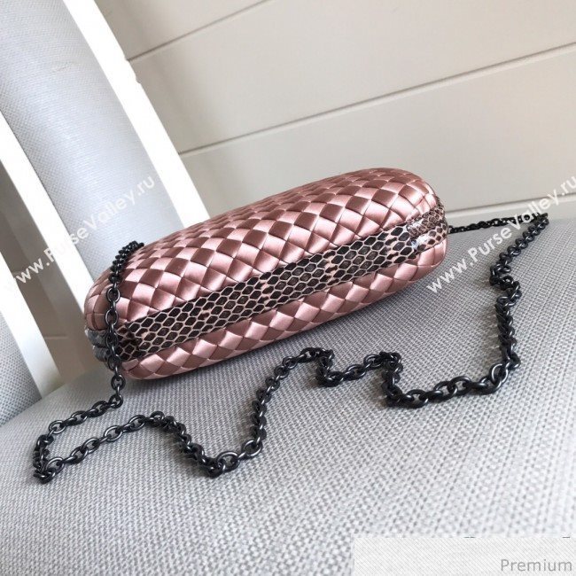 Bottega Veneta Silk Chain Knot Intreccio Impero Clutch Pink 2019 (MISU-9032734)