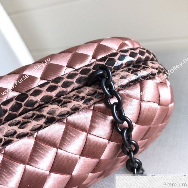 Bottega Veneta Silk Chain Knot Intreccio Impero Clutch Pink 2019 (MISU-9032734)