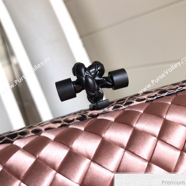 Bottega Veneta Silk Chain Knot Intreccio Impero Clutch Pink 2019 (MISU-9032734)