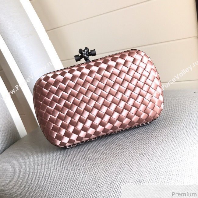 Bottega Veneta Silk Chain Knot Intreccio Impero Clutch Pink 2019 (MISU-9032734)
