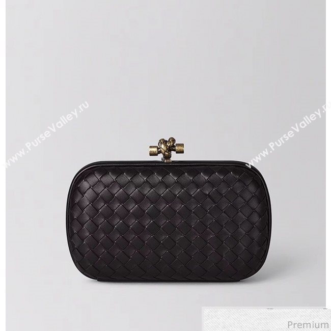 Bottega Veneta Chain Knot Intreccio Nappa Clutch Black 2019 (MISU-9032738)