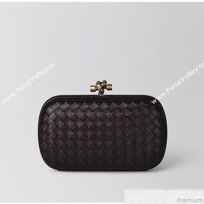 Bottega Veneta Chain Knot Intreccio Nappa Clutch Black 2019 (MISU-9032738)
