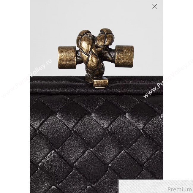 Bottega Veneta Chain Knot Intreccio Nappa Clutch Black 2019 (MISU-9032738)