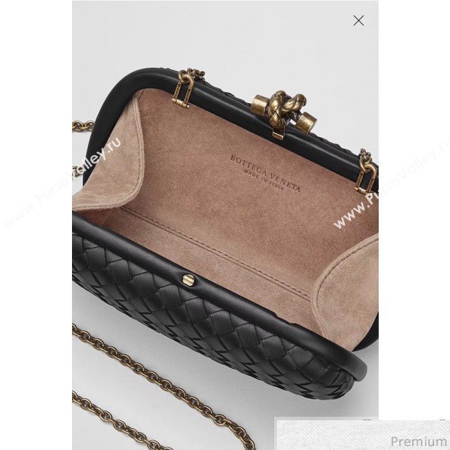 Bottega Veneta Chain Knot Intreccio Nappa Clutch Black 2019 (MISU-9032738)