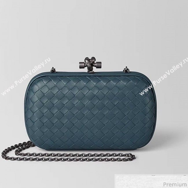 Bottega Veneta Chain Knot Intreccio Nappa Clutch Blue 2019 (MISU-9032735)