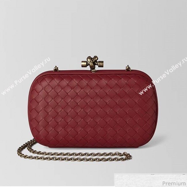 Bottega Veneta Chain Knot Intreccio Nappa Clutch Red 2019 (MISU-9032736)