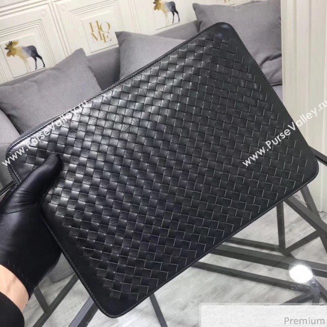 Bottega Veneta Mens Intreccio Leather and Fabric Backpack with Detachable Clutch Black 2019 (MISU-9032741)