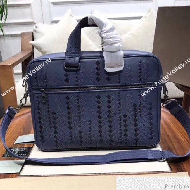Bottega Veneta Mens Briefcase in Intreccio Nappa Blue 2019 (MISU-9032739)
