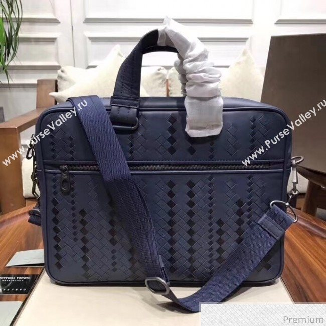 Bottega Veneta Mens Briefcase in Intreccio Nappa Blue 2019 (MISU-9032739)