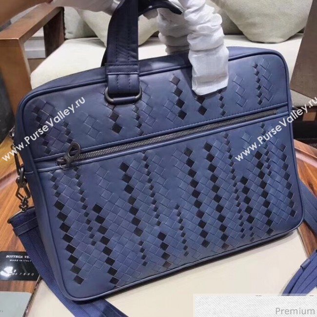 Bottega Veneta Mens Briefcase in Intreccio Nappa Blue 2019 (MISU-9032739)