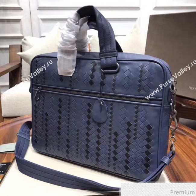 Bottega Veneta Mens Briefcase in Intreccio Nappa Blue 2019 (MISU-9032739)