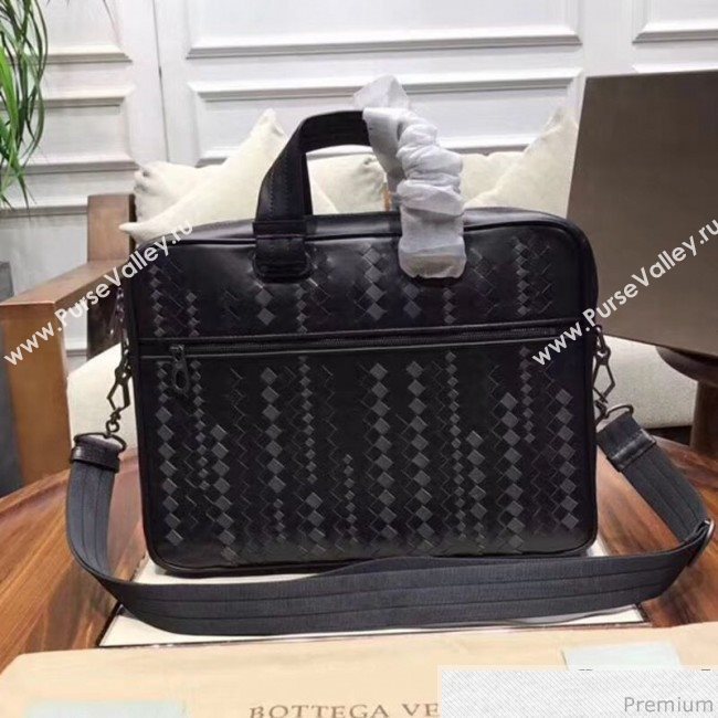 Bottega Veneta Mens Briefcase in Intreccio Nappa Black 2019 (MISU-9032740)