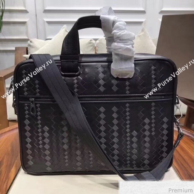 Bottega Veneta Mens Briefcase in Intreccio Nappa Black 2019 (MISU-9032740)