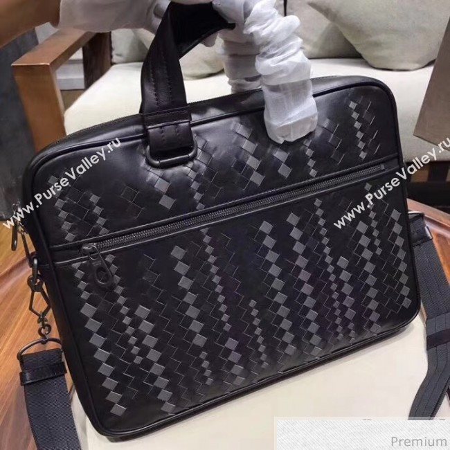Bottega Veneta Mens Briefcase in Intreccio Nappa Black 2019 (MISU-9032740)