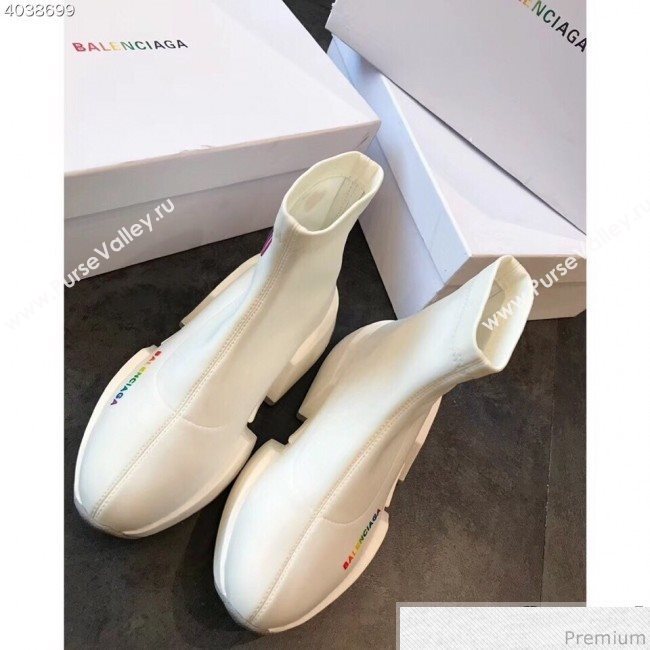 Balenciaga Heart Techno Stretch Knit Sneakers Boots White 2019 (EM-9032801)