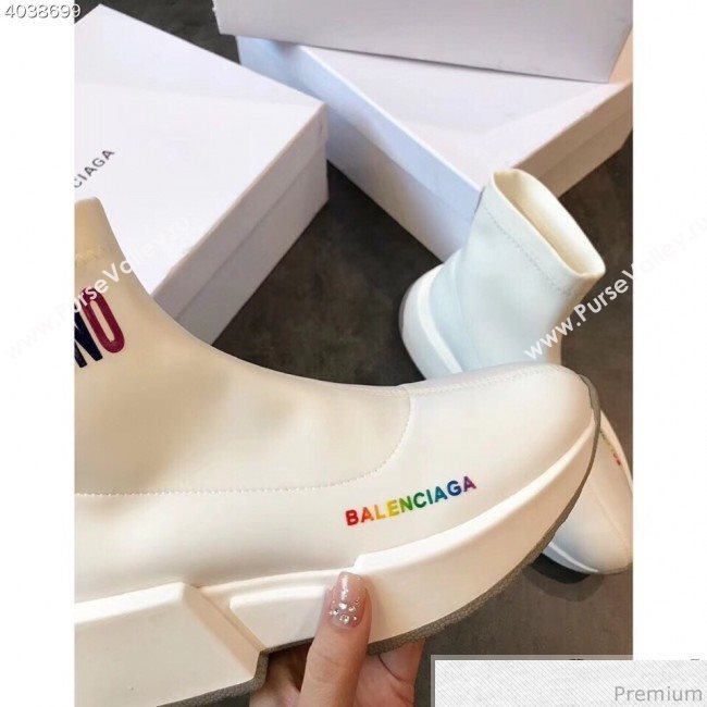 Balenciaga Heart Techno Stretch Knit Sneakers Boots White 2019 (EM-9032801)