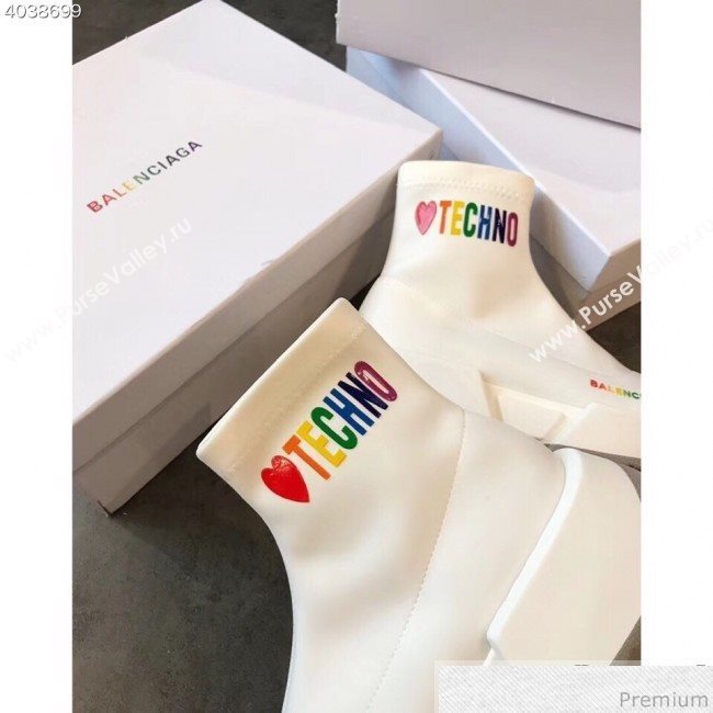 Balenciaga Heart Techno Stretch Knit Sneakers Boots White 2019 (EM-9032801)
