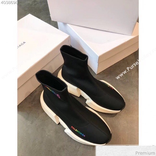 Balenciaga Heart Techno Stretch Knit Sneakers Boots Black 2019 (EM-9032802)