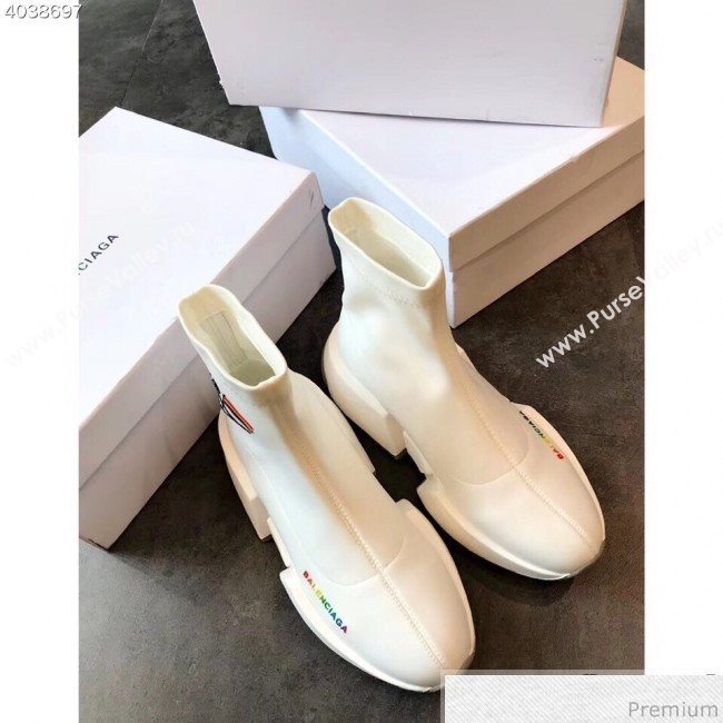 Balenciaga Flags Stretch Knit Sneakers Boots White 2019 (EM-9032803)