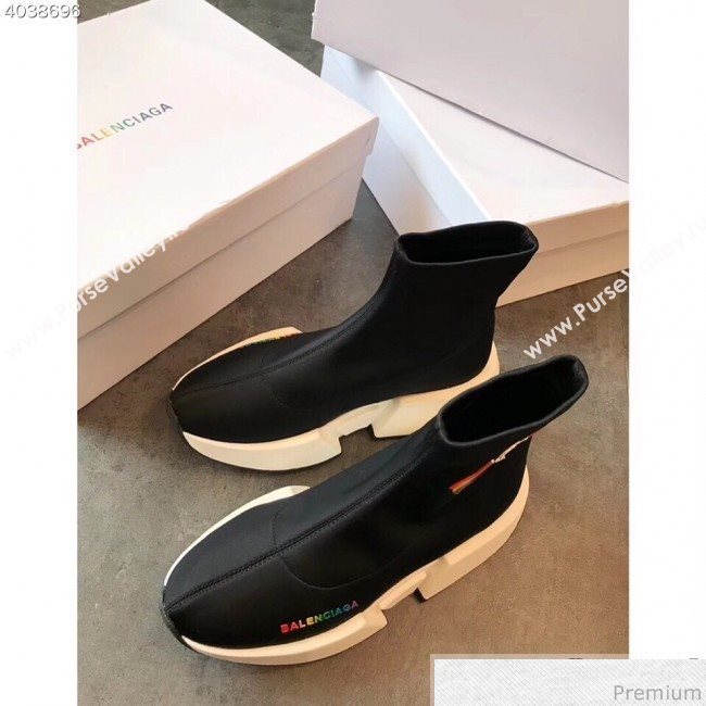 Balenciaga Flags Stretch Knit Sneakers Boots Black 2019 (EM-9032804)
