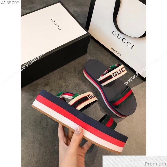 Gucci Platform Flat Sandals Multicolor 2019 (EM-9032805)