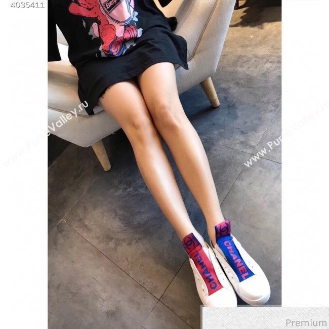 Chanel Two-Tone Sneaker White/Red/Blue 2019 (EM-9032807)