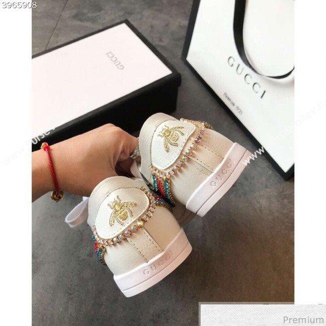 Gucci Crystal Stripes Sneakers in White Calfskin 2019 (EM-9032816)