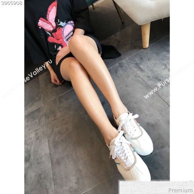 Gucci Crystal Stripes Sneakers in White Calfskin 2019 (EM-9032816)