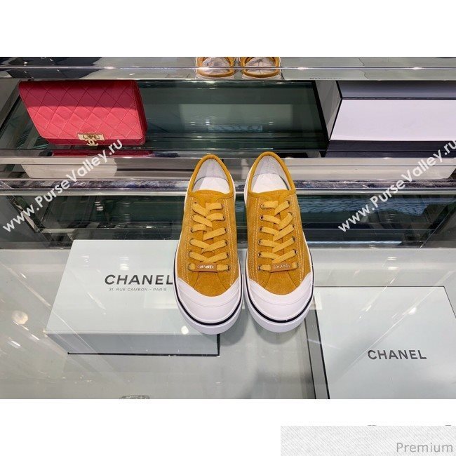 Chanel Suede Calfskin Sneakers G34760 Yellow 2019 (XO-9032819)