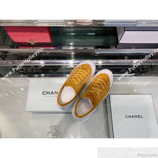 Chanel Suede Calfskin Sneakers G34760 Yellow 2019 (XO-9032819)