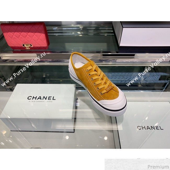 Chanel Suede Calfskin Sneakers G34760 Yellow 2019 (XO-9032819)