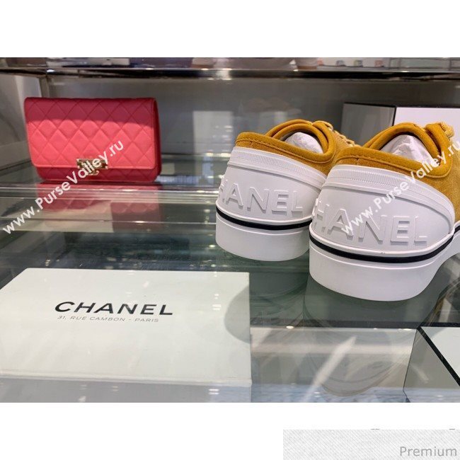 Chanel Suede Calfskin Sneakers G34760 Yellow 2019 (XO-9032819)