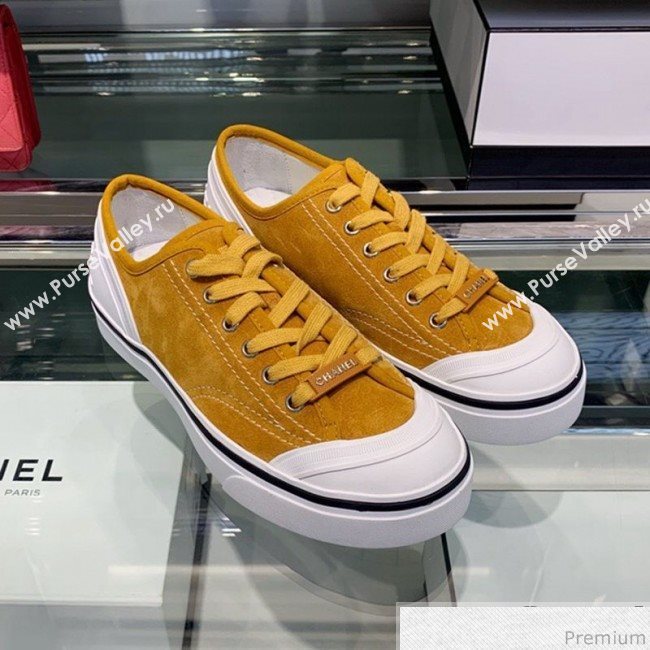 Chanel Suede Calfskin Sneakers G34760 Yellow 2019 (XO-9032819)