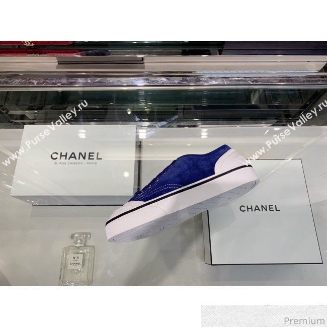 Chanel Suede Calfskin Sneakers G34760 Blue 2019 (XO-9032820)