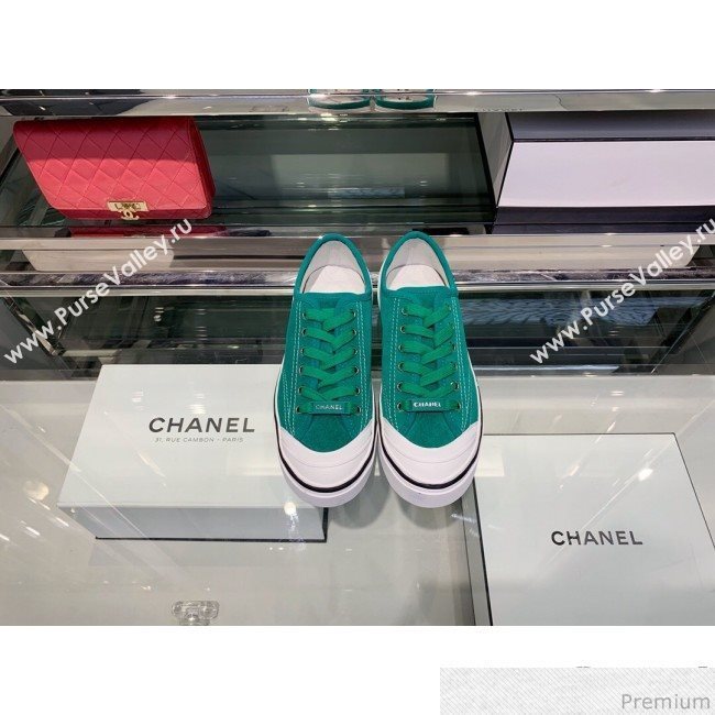 Chanel Suede Calfskin Sneakers G34760 Green 2019 (XO-9032821)