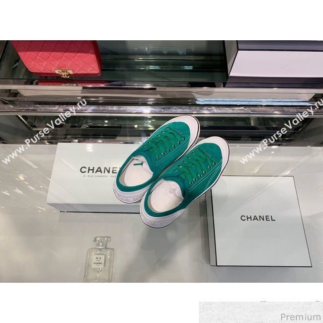 Chanel Suede Calfskin Sneakers G34760 Green 2019 (XO-9032821)