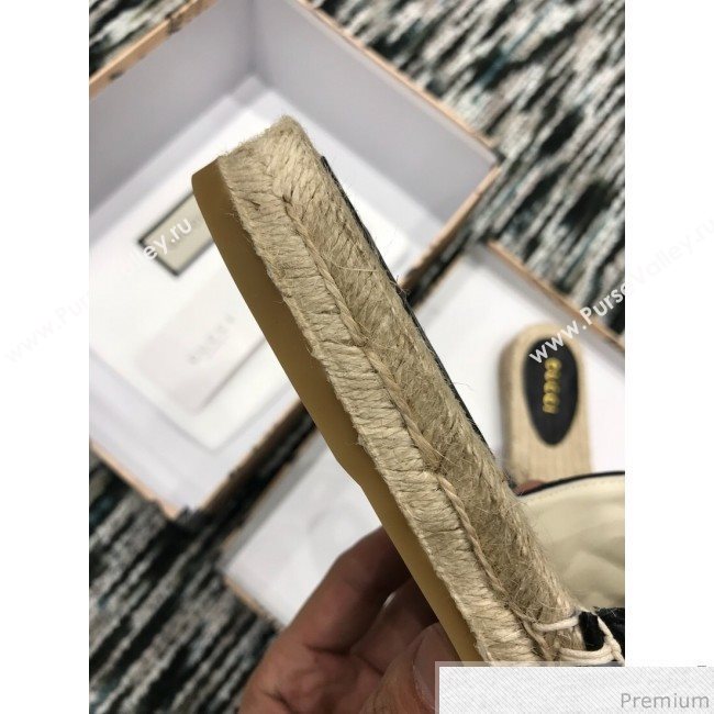 Gucci Leather Espadrille Slide Sandal 573028 Beige 2019 (LRF-9032823)